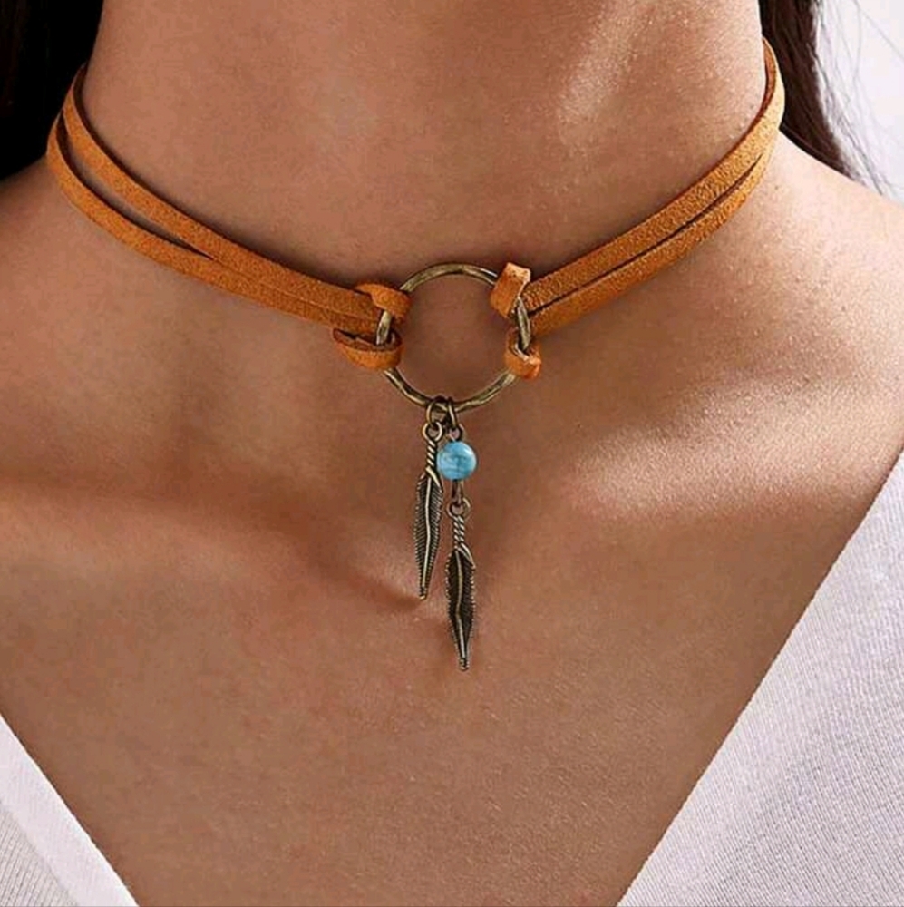 Turquoise charm choker